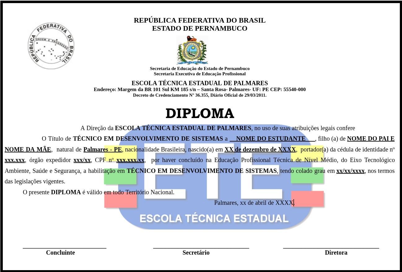 Exemplo de Certificado do Curso